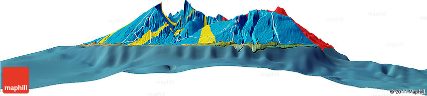 Flag Horizon Map of Reunion, satellite outside, flag rotated