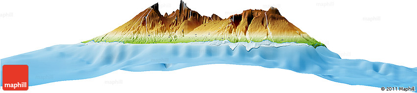 Physical Horizon Map of Reunion, single color outside