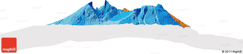 Political Horizon Map of Reunion, cropped outside