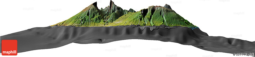 Satellite Horizon Map of Reunion, darken, desaturated
