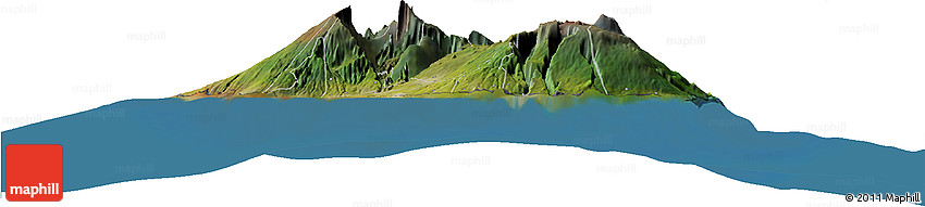 Satellite Horizon Map of Reunion, desaturated, land only