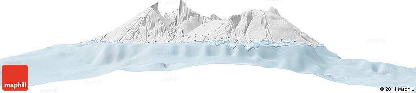 Silver Style Horizon Map of Reunion, single color outside