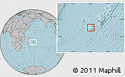 Blank Location Map of Reunion, gray outside, hill shading outside
