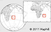 Blank Location Map of Reunion, highlighted continent, within the entire continent