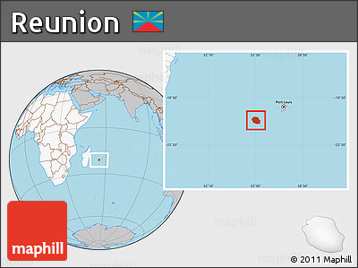 Gray Location Map of Reunion, highlighted continent