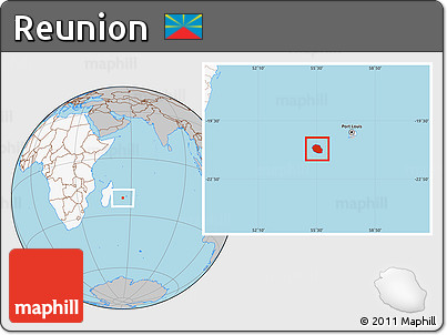 Gray Location Map of Reunion, highlighted continent