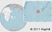Gray Location Map of Reunion, highlighted continent, hill shading