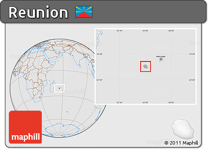 Gray Location Map of Reunion, lighten, desaturated