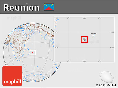 Gray Location Map of Reunion, lighten, desaturated