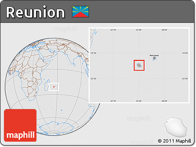 Gray Location Map of Reunion, lighten, desaturated