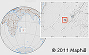 Gray Location Map of Reunion, lighten, desaturated, hill shading