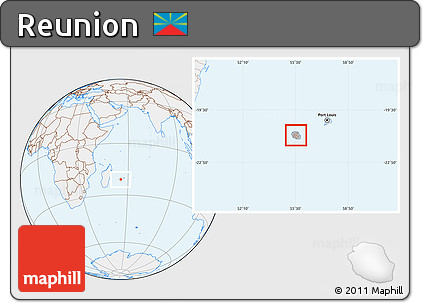 Gray Location Map of Reunion, lighten