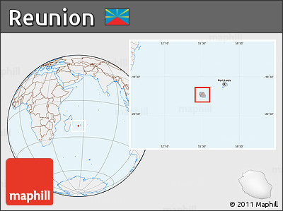 Gray Location Map of Reunion, lighten