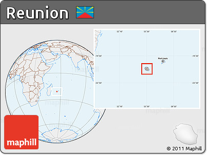 Gray Location Map of Reunion, lighten