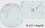 Gray Location Map of Reunion, lighten, hill shading