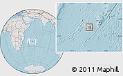 Gray Location Map of Reunion, lighten, land only, hill shading
