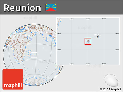 Gray Location Map of Reunion, lighten, semi-desaturated