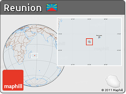 Gray Location Map of Reunion, lighten, semi-desaturated