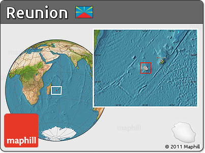 Gray Location Map of Reunion, satellite outside