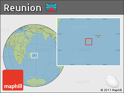 Gray Location Map of Reunion, savanna style outside