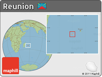 Gray Location Map of Reunion, savanna style outside