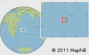 Gray Location Map of Reunion, savanna style outside, hill shading inside