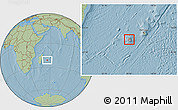 Gray Location Map of Reunion, savanna style outside, hill shading