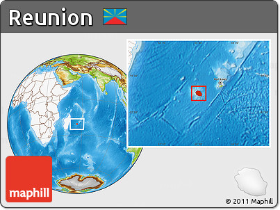 Physical Location Map of Reunion, highlighted continent