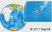 Physical Location Map of Reunion, highlighted continent