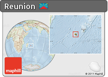 Physical Location Map of Reunion, lighten