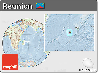 Physical Location Map of Reunion, lighten