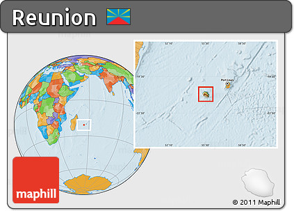 Physical Location Map of Reunion, political outside