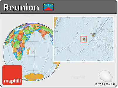 Physical Location Map of Reunion, political outside