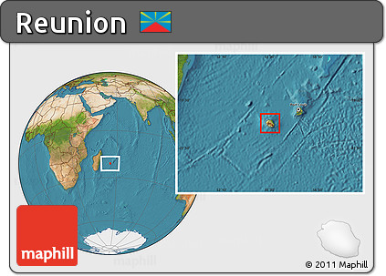 Physical Location Map of Reunion, satellite outside