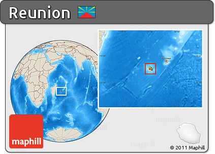 Physical Location Map of Reunion, shaded relief outside