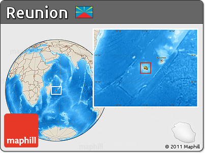 Physical Location Map of Reunion, shaded relief outside