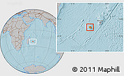 Political Location Map of Reunion, gray outside, hill shading