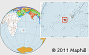 Political Location Map of Reunion, highlighted continent