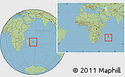 Savanna Style Location Map of Reunion, within the entire continent