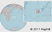 Savanna Style Location Map of Reunion, gray outside, hill shading