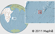 Savanna Style Location Map of Reunion, highlighted continent, hill shading