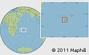 Savanna Style Location Map of Reunion, hill shading inside