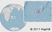 Savanna Style Location Map of Reunion, lighten, desaturated, land only, hill shading