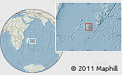 Savanna Style Location Map of Reunion, lighten, land only, hill shading