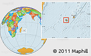 Savanna Style Location Map of Reunion, political outside, hill shading
