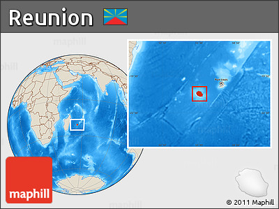 Shaded Relief Location Map of Reunion