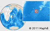 Shaded Relief Location Map of Reunion, highlighted continent