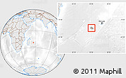 Shaded Relief Location Map of Reunion, lighten, desaturated