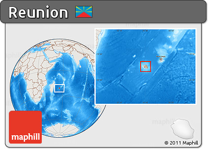 Shaded Relief Location Map of Reunion, lighten, land only