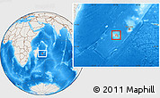 Shaded Relief Location Map of Reunion, lighten, land only